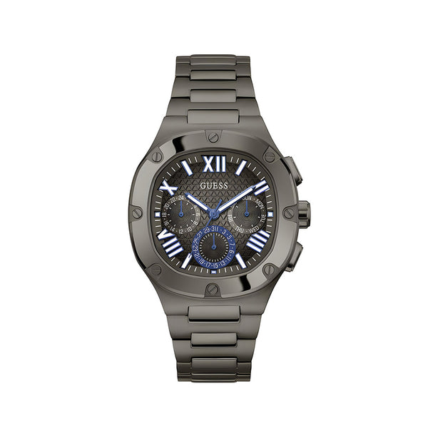 Guess Headliner Quartz Black Dial Grey Steel Strap Watch For Men - GW0572G5