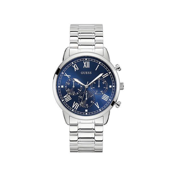 Guess Hendrix Chronograph Blue Dial Silver Steel Strap Watch for Men - W1309G1