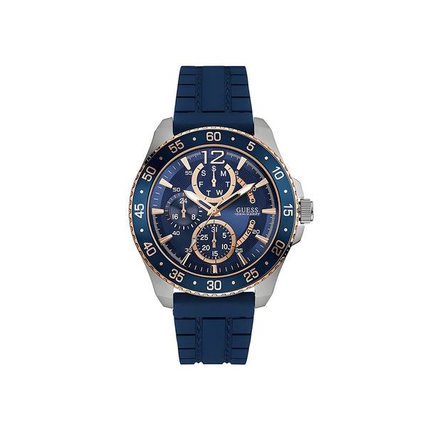 Guess Jet Blue Silicone Strap Blue Dial Quartz Watch for Gents - W0798G2