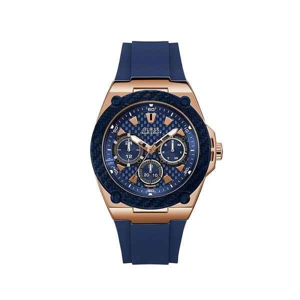 Guess Legacy Blue Dial Blue Silicone Strap Watch For Men - W1049G2