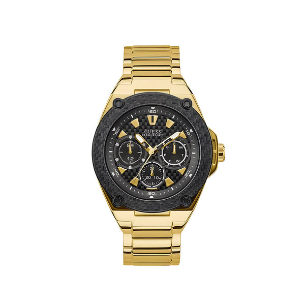 Guess Legacy Gold Stainless Steel Black Dial Quartz Watch for Mens - W1305G2