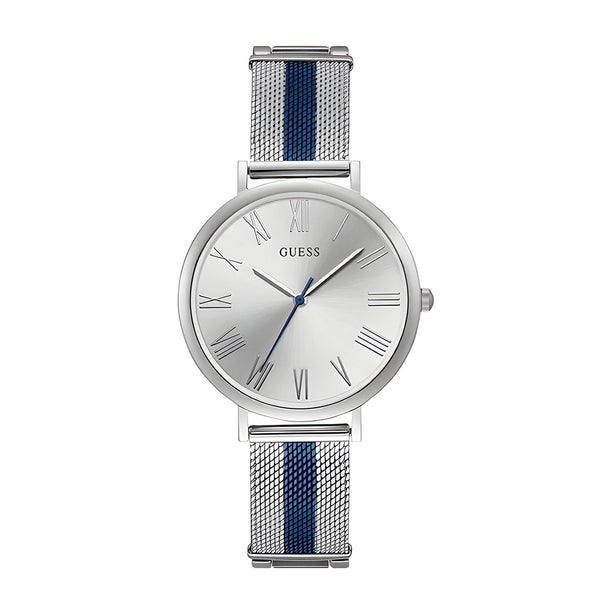 Guess Lenox Silver Dial Stainless Steel Belt Watch For Women-W1155L2