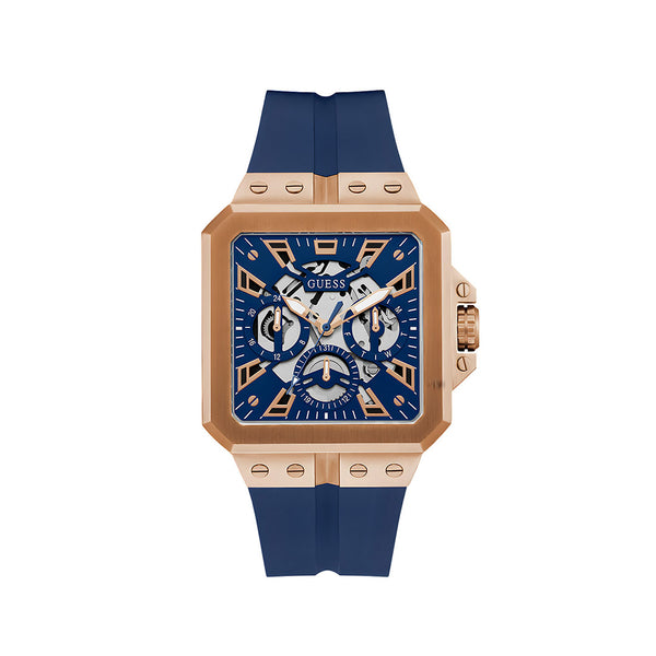 Guess Leo Chronograph Blue Dial Blue Silicone Strap Watch For Men - GW0637G3