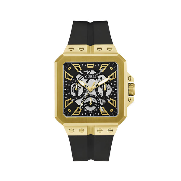 Guess Leo Multifunction Black Dial Black Silicone Strap Watch For Men - GW0637G2