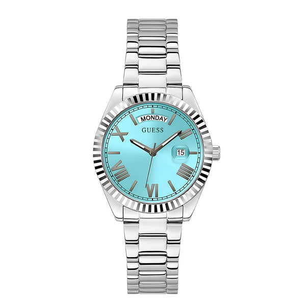 Guess Luna Quartz Blue Dial Silver Steel Strap Watch For Women - GW0308L4