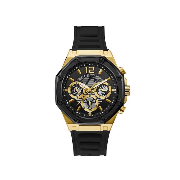 Guess Momentum Black Dial Black Rubber Strap Watch for Men - GW0263G1