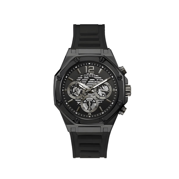 Guess Momentum Black Dial Black Rubber Strap Watch for Men - GW0263G4