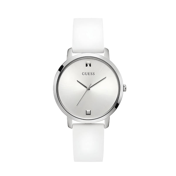 Guess Nova White Silicone Strap Silver Dial Quartz Watch for Women - W1210L1