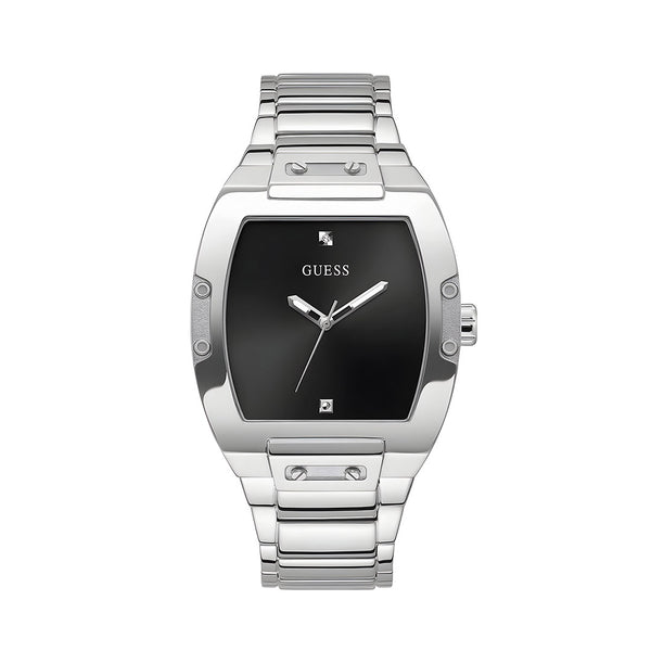 Guess Phoenix Black Dial Silver Steel Strap Watch for Men - GW0387G1