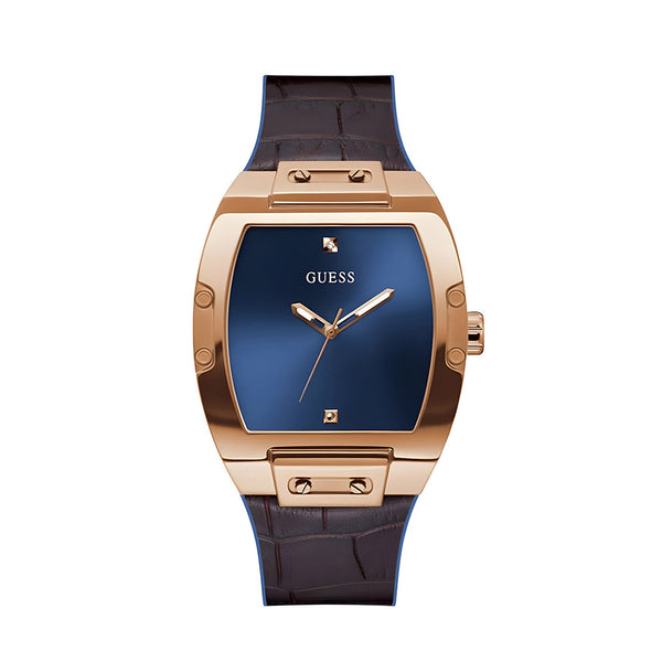Guess Phoenix Blue Dial Brown Leather Strap Watch for Men - GW0386G2