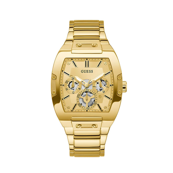 Guess Phoenix Multi Function Gold Dial Gold Steel Strap Watch for Men - GW0456G2
