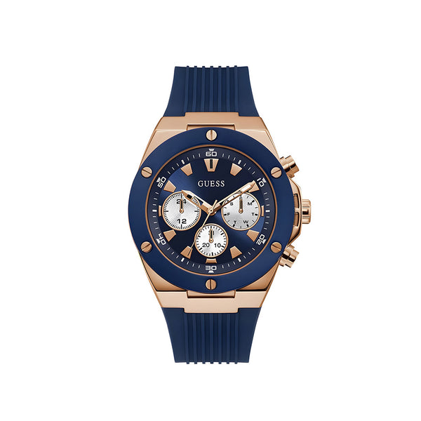 Guess Poseidon Blue Dial Blue Rubber Strap Watch for Men - GW0057G2
