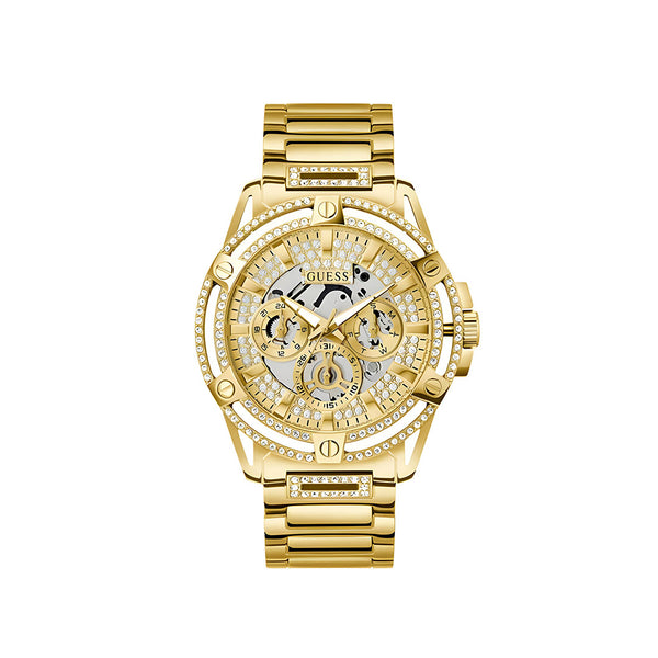 Guess Queen Quartz Gold Dial Gold Steel Strap Watch For Men - GW0497G2