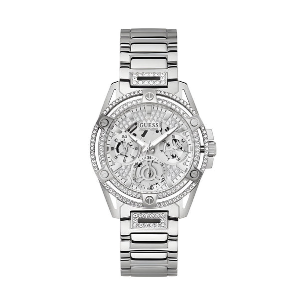 Guess Queen Quartz Silver Dial Silver Steel Strap Watch For Women - GW0464L1