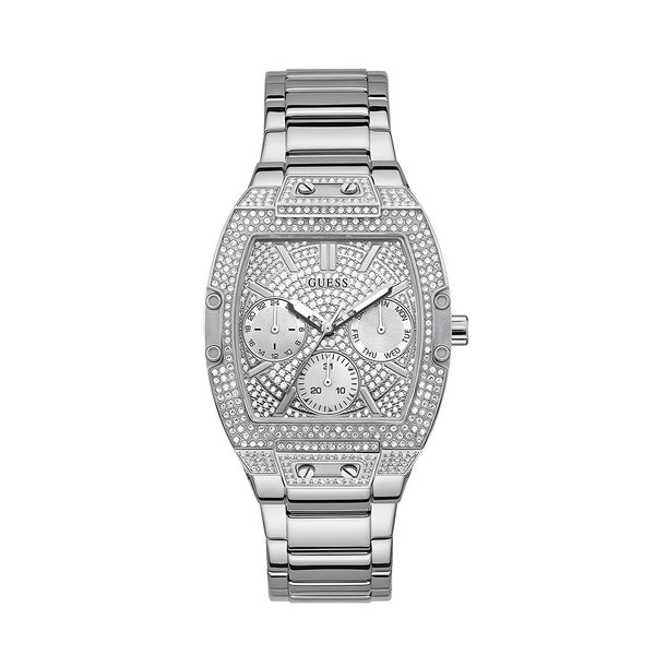 Guess Raven Diamonds Silver Dial Silver Steel Strap Watch for Women - GW0104L1