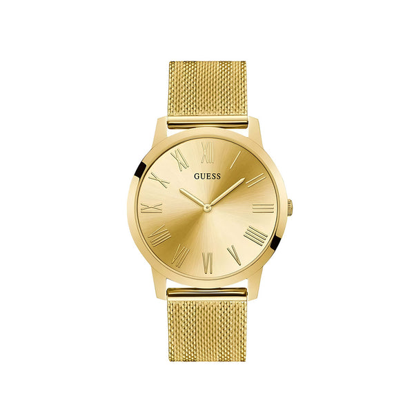 Guess Richmond Gold Dial Gold Mesh Bracelet Watch for Men - W1263G2