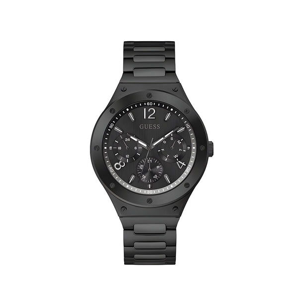 Guess Scope Multifunction Black Dial Black Steel Strap Watch for Men - GW0454G3