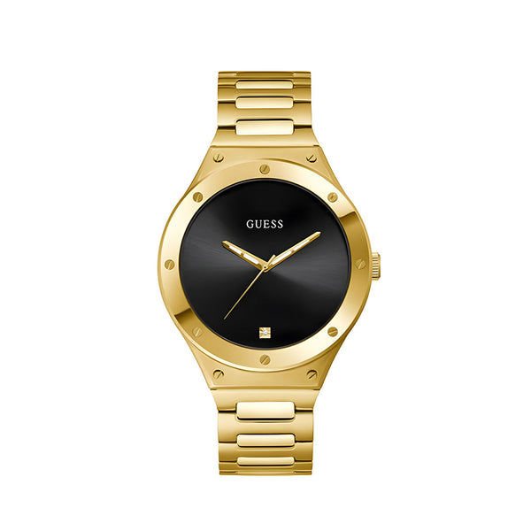 Guess Scope Quartz Black Dial Gold Steel Strap Watch for Men - GW0427G2