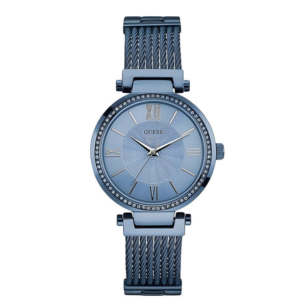 Guess Soho Diamonds Blue Dial Blue Mesh Bracelet Watch For Women - W0638L3