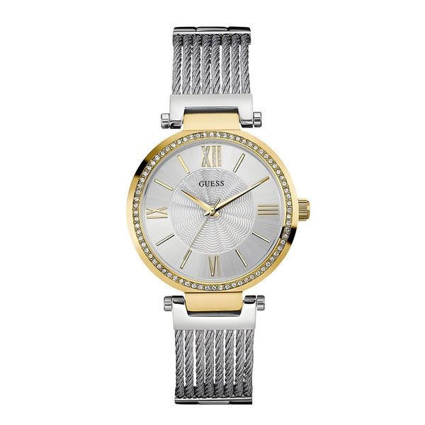 Guess Soho Diamonds Silver Dial Silver Mesh Bracelet Watch for Women - W0638L7