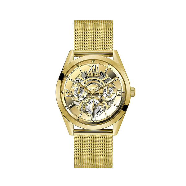 Guess Tailor Multifunction Gold Dial Gold Mesh Bracelet Watch for Men - GW0368G2