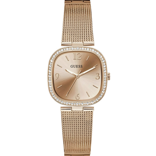 Guess Tapestry Diamonds Rose Gold Dial Rose Gold Mesh Bracelet Watch for Women - GW0354L3