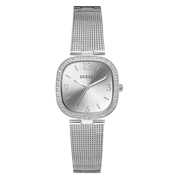 Guess Tapestry Diamonds Silver Dial Silver Mesh Bracelet Watch for Women - GW0354L1