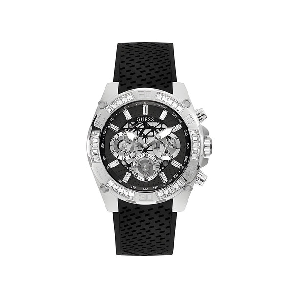 Guess Trophy Multifunction Black Dial Black Rubber Strap Watch for Men - GW0333G1