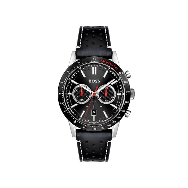 Hugo Boss Allure Black Dial Black Leather Strap Watch for Men - 1513920