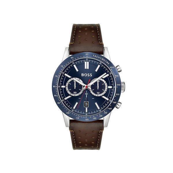 Hugo Boss Allure Blue Dial Brown Leather Strap Watch for Men - 1513921