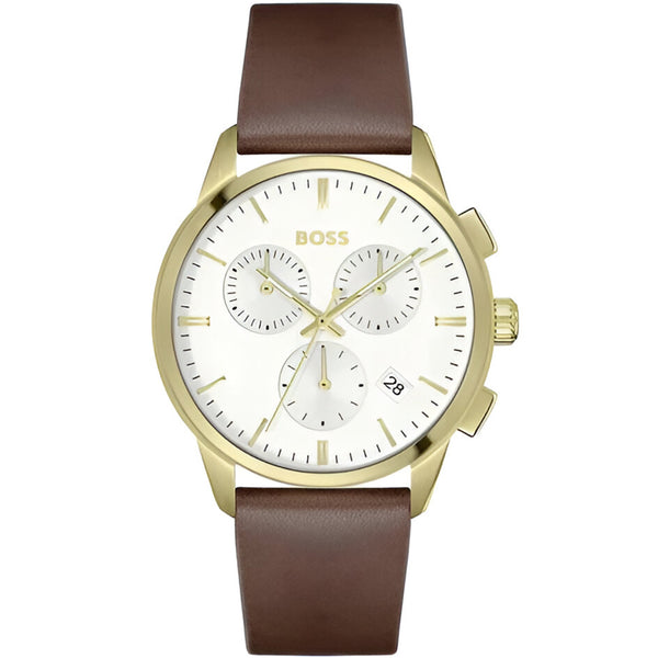 Hugo Boss Dapper Leather Belt with White Dial Watch for Men-1513926