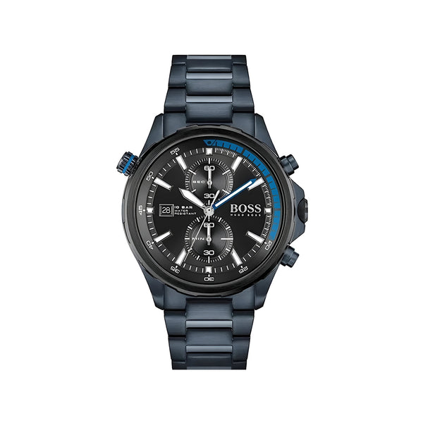 Hugo Boss Globetrotter Black Dial Black Steel Strap Watch for Men - 1513824