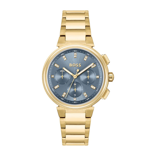 Hugo Boss Gold Case with Blue Dial Watch for Women-1502677