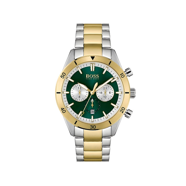 Hugo Boss Santiago Green Dial Two Tone Steel Strap Watch for Men - 1513872