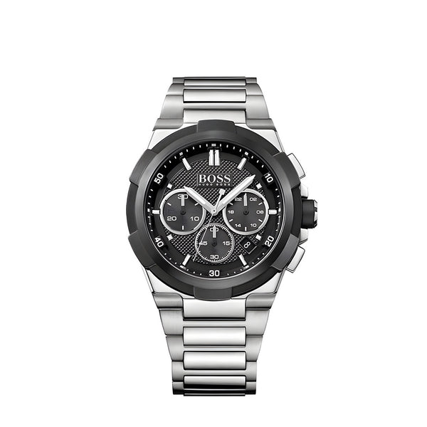 Hugo Boss Supernova Chronograph Black Dial Silver Steel Strap Watch for Men - 1513359