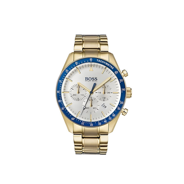 Hugo Boss Trophy White Dial Gold Steel Strap Watch for Men - 1513631