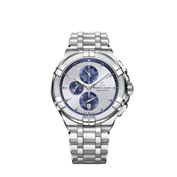 Maurice Lacroix Aikon Chronograph Silver Dial Silver Steel Strap Watch for Men - AI1018-SS002-131-1