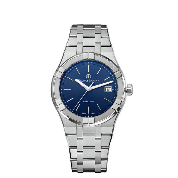 Maurice Lacroix Aikon Date Blue Dial Silver Steel Strap Watch for Men - AI1108-SS002-430-1