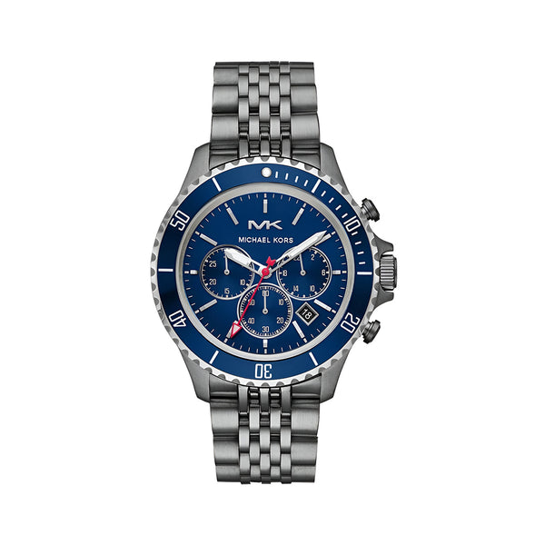 Michael Kors Bayville Chronograph Blue Dial Grey Steel Strap Watch For Men - MK8727