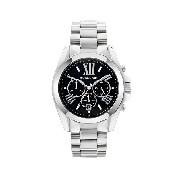 Michael Kors Bradshaw Black Dial Silver Steel Strap Watch for Men - MK5705