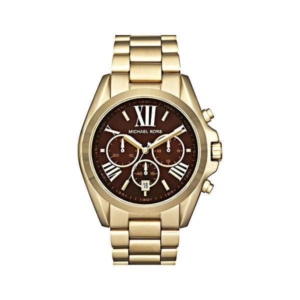 Michael Kors Bradshaw Brown Dial Gold Steel Strap Watch for Women - MK5502
