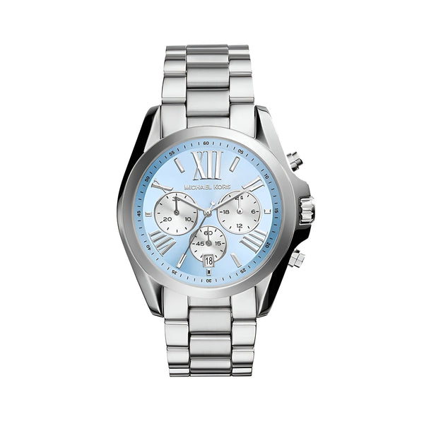 Michael Kors Bradshaw Chronograph Blue Dial Silver Steel Strap Watch For Women - MK6099