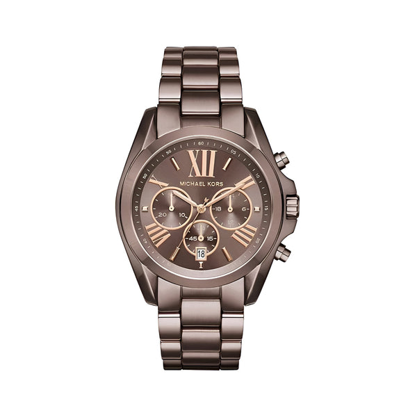 Michael Kors Bradshaw Chronograph Brown Dial Brown Steel Strap Watch For Women - MK6247