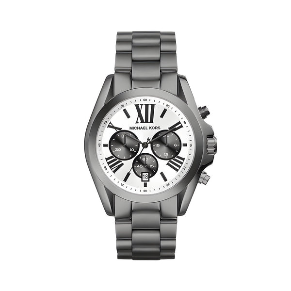 Michael Kors Bradshaw Chronograph Quartz White Dial Grey Steel Strap Watch  - MK5952