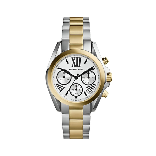 Michael Kors Bradshaw Chronograph Silver Dial Two Tone Steel Strap Watch For Women - MK5855
