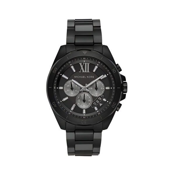 Michael Kors Brecken Chronograph Black Dial Black Steel Strap Watch For Men - MK8858