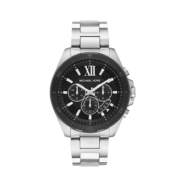 Michael Kors Brecken Chronograph Black Dial Silver Steel Strap Watch For Men - MK8847