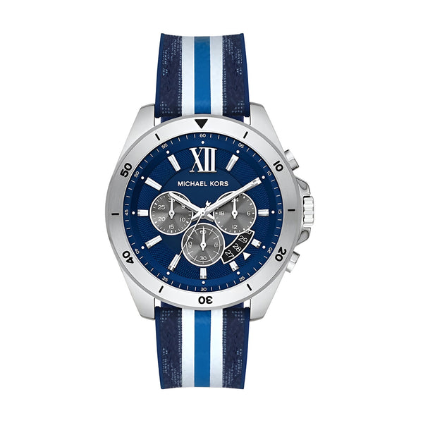 Michael Kors Brecken Chronograph Blue Dial Two Tone PVC Strap Watch For Men - MK8950