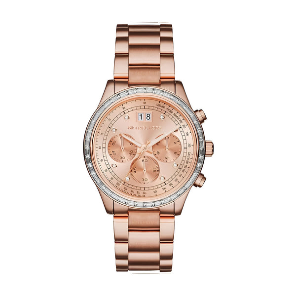 Michael Kors Brinkley Rose Gold Dial Rose Gold Steel Strap Watch for Women - MK6204