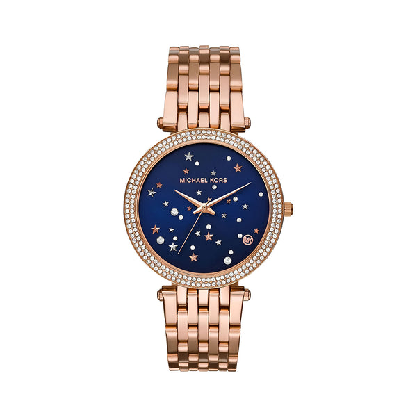 Michael Kors Darci Blue Dial Rose Gold Steel Strap Watch for Women - MK3728